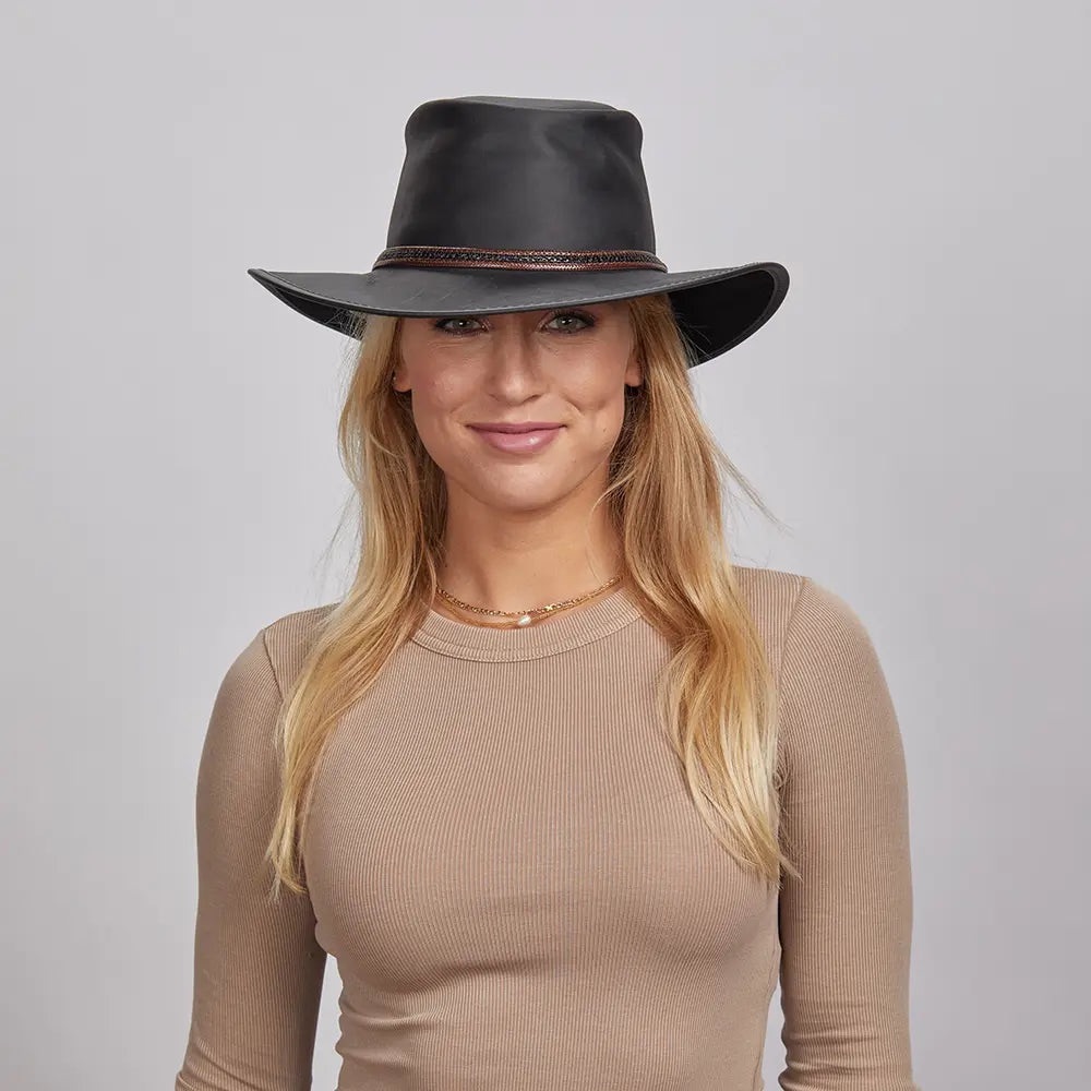 Black Leather Women's Hat